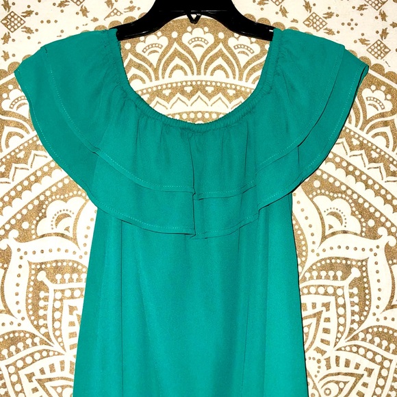 ✨HP✨ GORGEOUS “MARY & MABEL” KELLY GREEN RUFFLE DRESS, LADIES SIZE SMALL - Picture 2 of 5